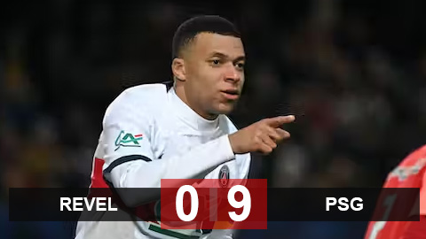 Kết quả Revel 0-9 PSG: Mbappe lập hat-trick, PSG nghiền nát đối thủ hạng 6