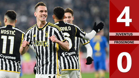 VIDEO bàn thắng Juventus vs Frosinone: 4-0 (Tứ kết Coppa Italia 2023/24)