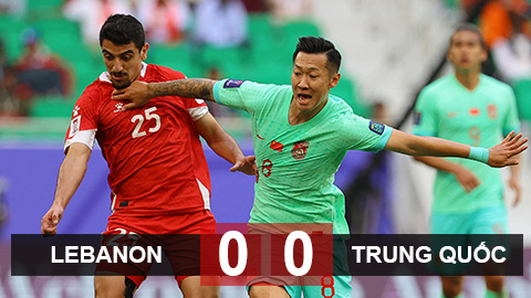  Kết quả Lebanon 0-0 Trung Quốc: Trung Quốc ở bờ vực bị loại