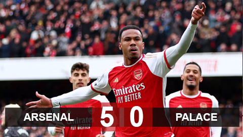 Kết quả Arsenal 5-0 Crystal Palace: Arsenal ngắt mạch 3 trận thua
