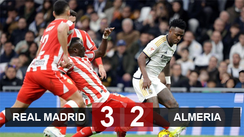 Kết quả Real Madrid 3-2 Almeria: Chiến thắng nghẹt thở