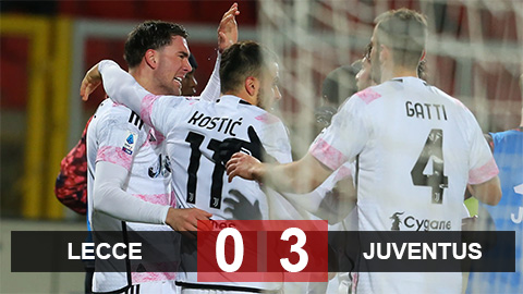 Kết quả Lecce 0-3 Juventus: 'Lão bà' chiếm đỉnh