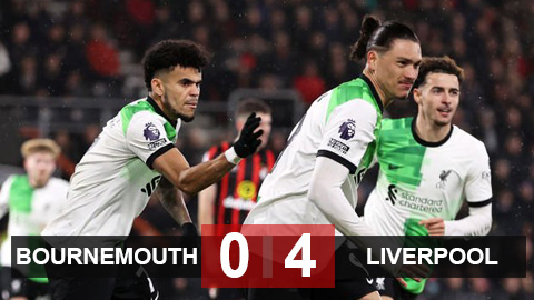 Kết quả Bournemouth 0-4 Liverpool: Nunez và Jota mang về 3 điểm cho Liverpool