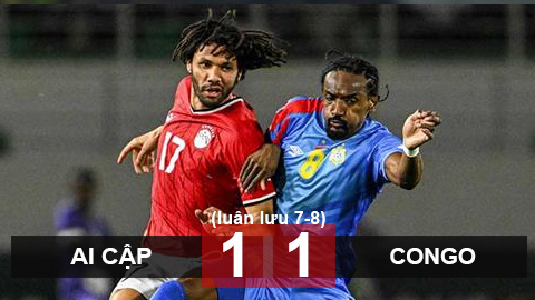 Kết quả Ai Cập 1-1 Congo (pen 7-8): Bại trận trên chấm luân lưu, đội bóng của Salah về nước sớm