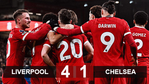 Kết quả  Liverpool 4-1 Chelsea: Liverpool dễ dàng có 3 điểm trước Chelsea
