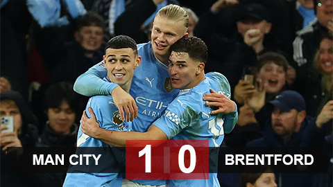 Kết quả Man City 1-0 Brentford: Người hùng Haaland