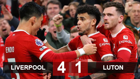Kết quả Liverpool 4-1 Luton: Ngược dòng giữ vững ngôi đầu