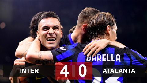 Kết quả Inter 4-0 Atalanta: Nerazzurri bỏ xa Juve 12 điểm
