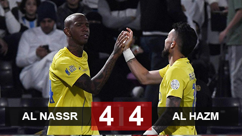 Kết quả Al Nassr 4-4 Al Hazm: Al Nassr chia điểm trong ngày Ronaldo bị treo giò