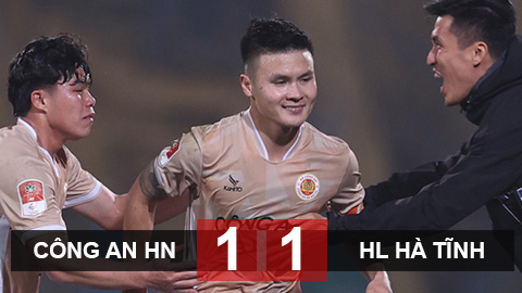Kết quả Công an Hà Nội 1-1 Hồng Lĩnh Hà Tĩnh: Quang Hải 'cứu' đội nhà thoát thua