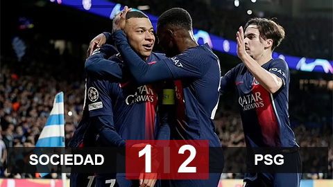 Kết quả Sociedad 1-2 PSG (1-4): PSG vào vòng tứ kết