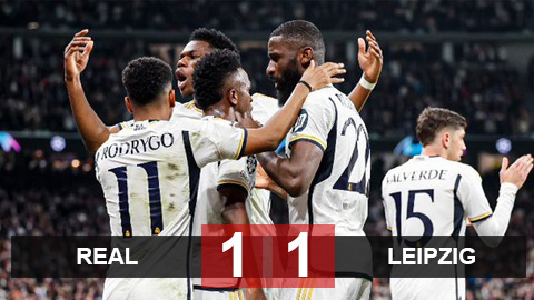 Kết quả Real 1-1 Leipzig (2-1): Real Madrid vào tứ kết với trận hòa hú vía