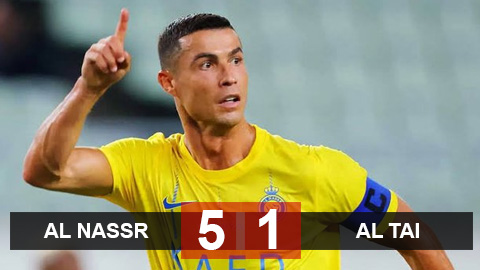 Kết quả Al Nassr 5-1 Al Taee: Ronaldo lập hat-trick trong 22 phút
