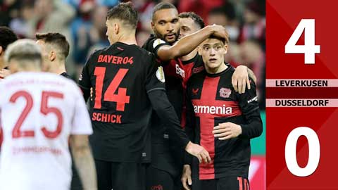VIDEO bàn thắng Leverkusen vs Dusseldorf: 4-0 (Bán kết Cúp QG Đức 2023/24)