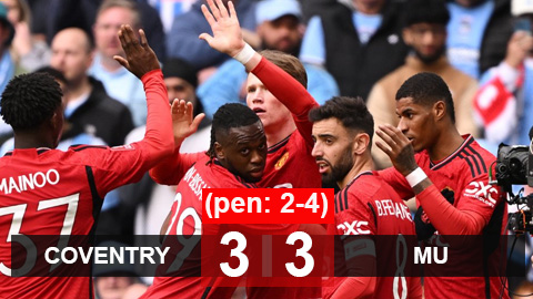 Kết quả Coventry 3-3 MU (pen: 2-4): Quỷ đỏ nhọc nhằn vào chung kết