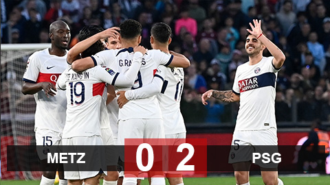 Kết quả Metz 0-2 PSG: Thiết lập kỷ lục