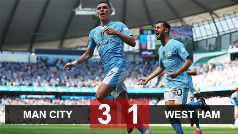 Kết quả Man City 3-1 West Ham: Man xanh vô địch xứng đáng