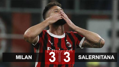 Kết quả Milan 3-3 Salernitana: Milan hòa tệ hại trước đội xuống hạng
