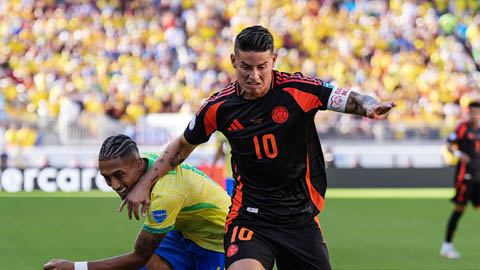Trực tiếp Brazil 0-0 Colombia: James Rodriguez sút phạt trúng xà ngang