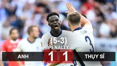 Kết quả Anh 1-1 (pen 5-3) Thụy Sĩ: Tam sư nhọc nhằn vào bán kết
