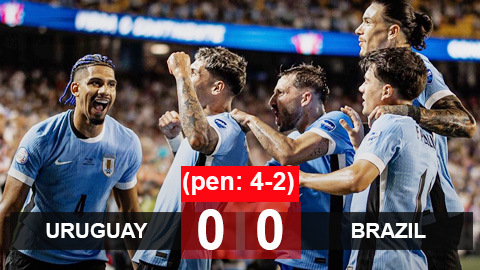 Kết quả Uruguay 0-0 Brazil (pen: 4-2): Uruguay giành vé vào bán kết