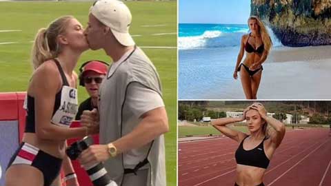 Nữ VĐV đẹp nhất thế giới gây sốt khi hôn bạn trai say đắm sau khi về đích