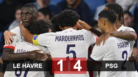 Kết quả Le Havre 1-4 PSG: PSG giành 3 điểm kịch tính