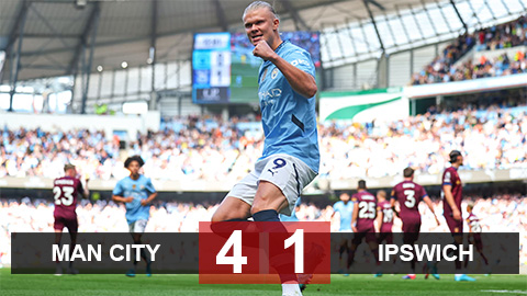 Kết quả Man City 4-1 Ipswich: Sức mạnh tuyệt đối