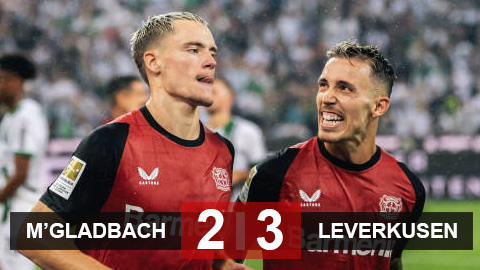 Kết quả M'Gladbach 2-3 Leverkusen: Xhaka ghi siêu phẩm,  Leverkusen chật vật có 3 điểm