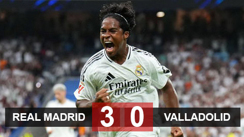 Kết quả Real Madrid 3-0 Valladolid: Endrick mang về 3 điểm cho Los Blancos