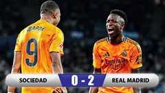 Kết quả Sociedad 0-2 Real Madrid: Song sát Vinicius và Mbappe tỏa sáng