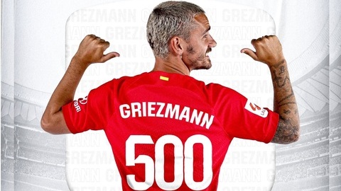 Griezmann cán mốc 500 trận ở derby Madrid 