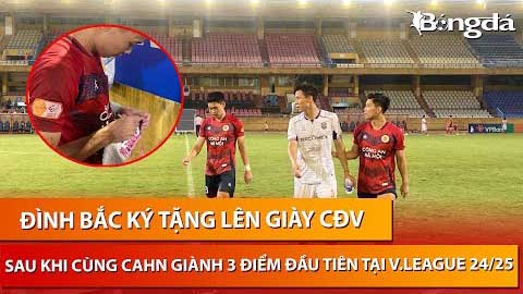 Đình Bắc ký lên giày của fan, được Hải Quế chúc mừng sau chiến thắng