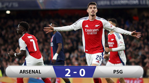 Kết quả Arsenal 2-0 PSG: Chiến thắng đầu tiên