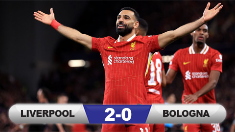 Kết quả Liverpool 2-0 Bologna: Người hùng Salah