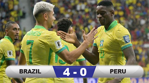 Kết quả Brazil 4-0 Peru: Selecao thắng trận thứ 2 liên tiếp