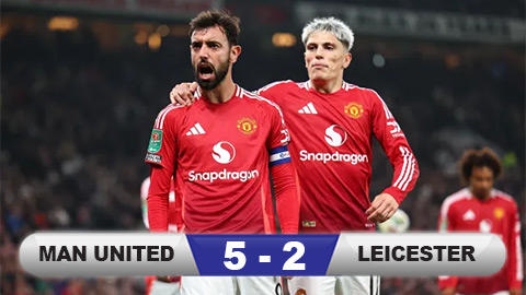 Kết quả MU 5-2 Leicester: Quỷ đỏ vào tứ kết Cúp Liên đoàn