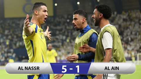 Kết quả Al Nassr 5-1 Al Ain: Màn hủy diệt của Ronaldo và đồng đội