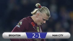 Kết quả Brighton 2-1 Man City: Man City thua trận thứ 4 liên tiếp