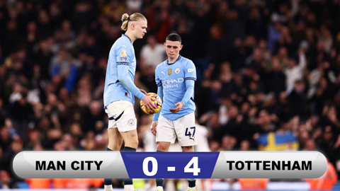 Kết quả Man City 0-4 Tottenham: Man xanh thua trận thứ 5 liên tiếp