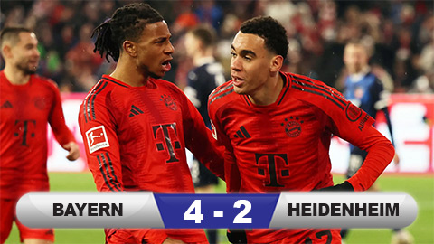 Kết quả Bayern 4-2 Heidenheim: Hùm xám chấm dứt mạch trận thất vọng