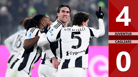 VIDEO bàn thắng Juventus vs Cagliari: 4-0 (Vòng 1/8 Coppa Italia 2024/25)