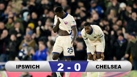 Kết quả Ipswich 2-0 Chelsea: The Blues rơi vào khủng hoảng