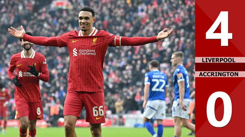 VIDEO bàn thắng Liverpool vs Accrington: 4-0 (Vòng 3 FA Cup 2024/25)