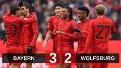 Kết quả Bayern 3-2 Wolfsburg: Nhọc nhằn hạ Sói xanh