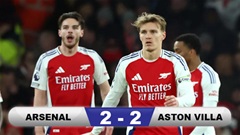 Kết quả Arsenal 2-2 Aston Villa: Pháo thủ mất điểm đau đớn