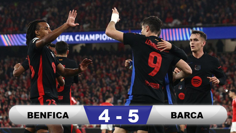 Kết quả Benfica 4-5 Barca: Màn ngược dòng khó tin