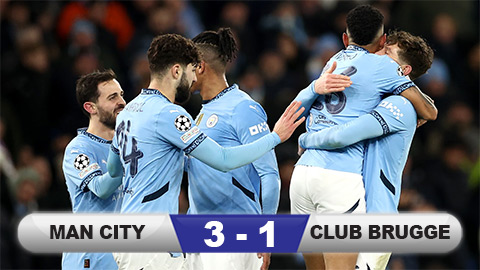 Kết quả Man City 3-1 Club Brugge: Man xanh vào vòng play-off    