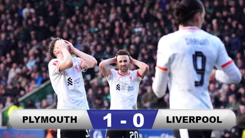 Kết quả Plymouth 1-0 Liverpool: The Reds bị loai sốc