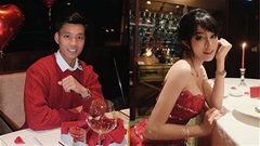 Bạn gái Văn Thanh diện váy sexy, khoe vòng 1 căng tràn đêm Valentine